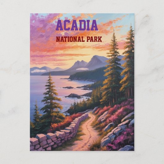 アカディア秋の崖ヴィンテージ沿岸メイントラベル ポストカード (正面)