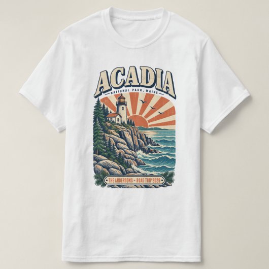 アカディア・メイン州の灯台 Tシャツ (デザイン正面)