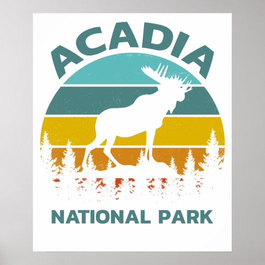 アカディア ヴィンテージ ムース 国立公園 ポスター (正面)