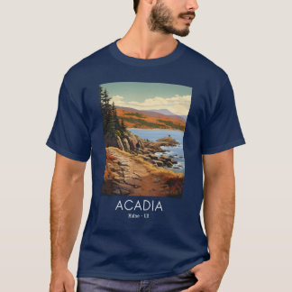 アカディアNational Pのヴィンテージ旅行イラストレーション Tシャツ