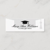 アカデミックエレガントキャップのロゴ付き大学院名カード スキニー名刺 (正面)