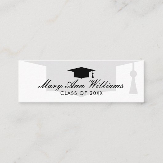 アカデミックエレガントキャップのロゴ付き大学院名カード スキニー名刺 (正面)