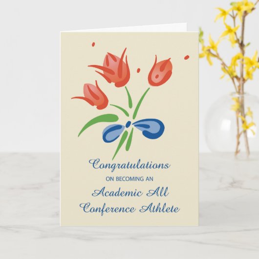 アカデミックオールカンファレンスアスリートおめでとう カード (黄色い花)