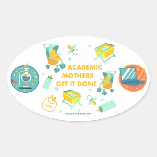 アカデミック・マザーズがシールを貼る 楕円形シール (正面)