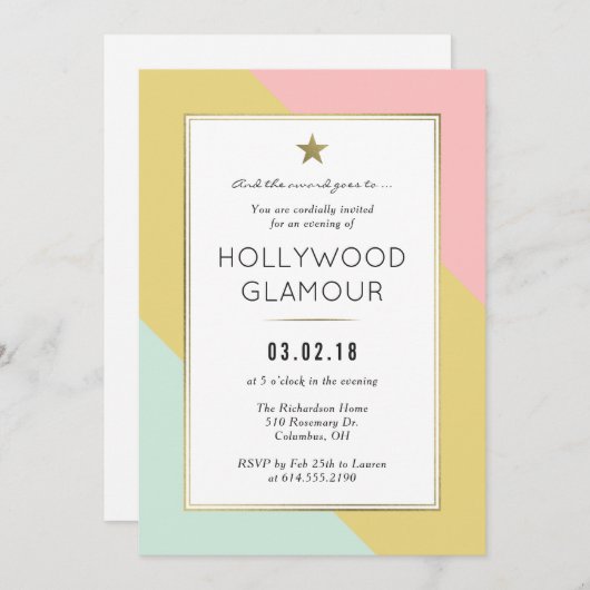 アカデミー賞視聴パーティームービーパーティの招待状 招待状 (正面/裏面)