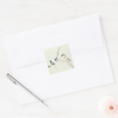 アカハシの青いカサゴ類、枝に赤い果実 スクエアシール (封筒)