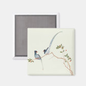 アカハシの青いカサゴ類、枝に赤い果実 マグネット (正面/裏面)