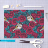 アカバラの花と金魚の鳥 薄葉紙 (クラフト)