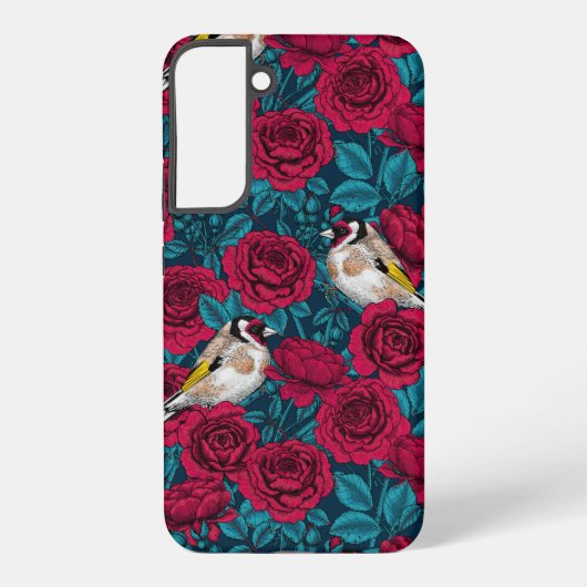 アカバラの花と金魚の鳥 SAMSUNG GALAXYケース (裏面)
