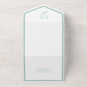 アカプルコグリーンシンプルモダン結婚 オールインワン招待状 (外側)