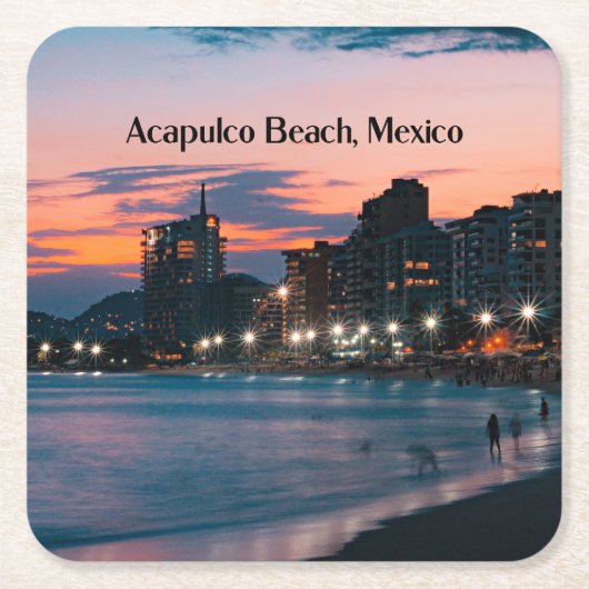 アカプルコビーチ、メキシコ スクエアペーパーコースター (正面)