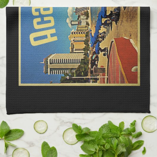 アカプルコメキシコヴィンテージトラベル キッチンタオル (折り畳み)