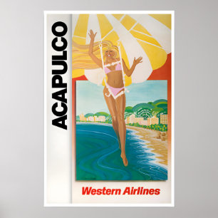 アカプルコ アート ウエスタン航空 旅行ポスター メキシコ ポスター