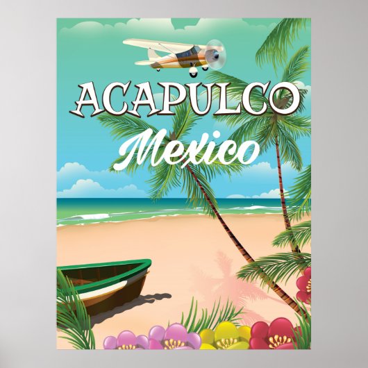 アカプルコ メキシコ ビンテージ 旅行 ポスター (正面)