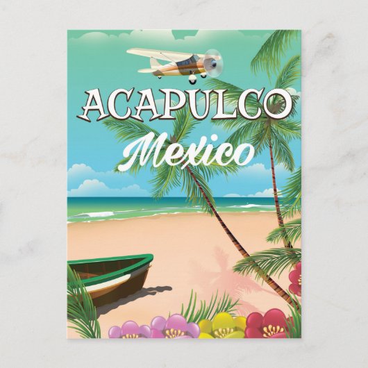 アカプルコ メキシコ レトロ旅行ポスター ポストカード (正面)