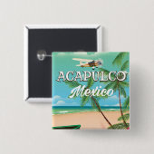 アカプルコ メキシコ ヴィンテージ 旅行ポスター 缶バッジ (正面&裏面)