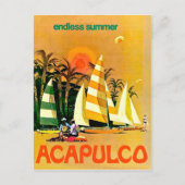 アカプルコ、海岸で無限の夏のセーリングボート ポストカード (正面)