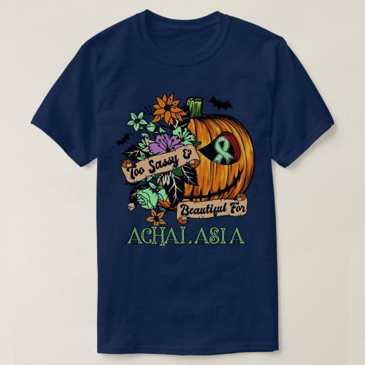 アカラシア認識度レトロなハロウィーン怖いカボチャ Tシャツ (デザイン正面)