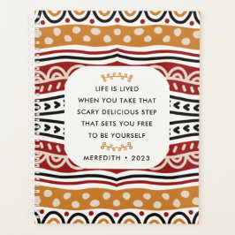 アカラフルフリカ柄やる気を起こさせる引用文 プランナー手帳