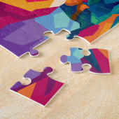 アカラフルポップ・アートのートパロットポートレート ジグソーパズル (側面)