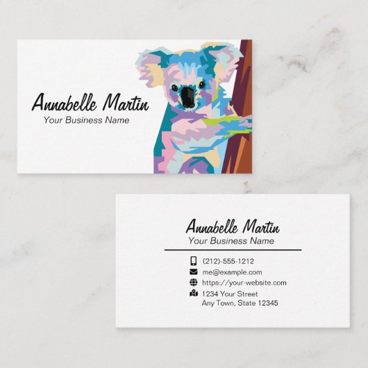 アカラフルルポップ・アートの・コアラ 名刺 (正面/裏面)