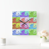 アカラフルートアップル スクエア壁時計 (ホーム)