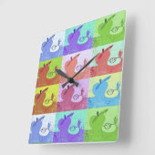 アカラフルートアップル スクエア壁時計 (傾斜)