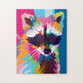 アカラフルートラクポップ・アートのーンポートレート ジグソーパズル