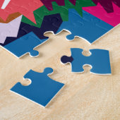 アカラフルーポップ・アートのトウルフポートレート ジグソーパズル (側面)