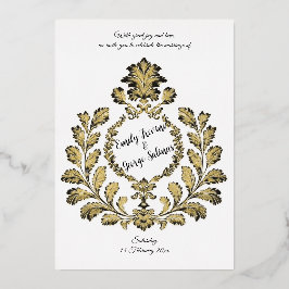 アカンサスと古代、金ゴールドとブラック。 箔招待状