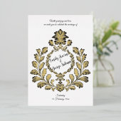 アカンサスと古代、金ゴールドとブラック。 箔招待状 (立ち正面)