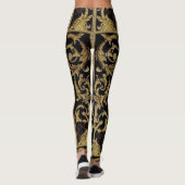 アカンサスクラシカルリーフブラックと金ゴールド レギンス (裏面)