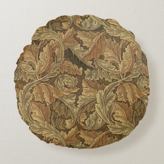 アカンサス葉スのアンティーク織物ウィリアム・モリス ラウンドクッション (正面)