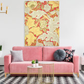 アカントス葉のバラと深紅のバックグロ キャンバスプリント (インサイチュ (リビング))