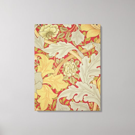 アカントス葉のバラと深紅のバックグロ キャンバスプリント (正面)