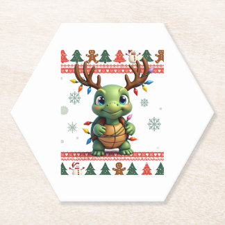 アガるクリスマスセーター風イルミネーションタートルクリスマス ペーパーコースター