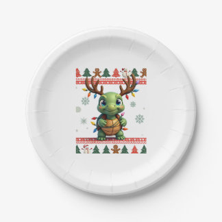 アガるクリスマスセーター風イルミネーションタートルクリスマス ペーパープレート