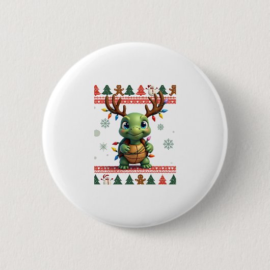 アガるクリスマスセーター風イルミネーションタートルクリスマス 缶バッジ (正面)