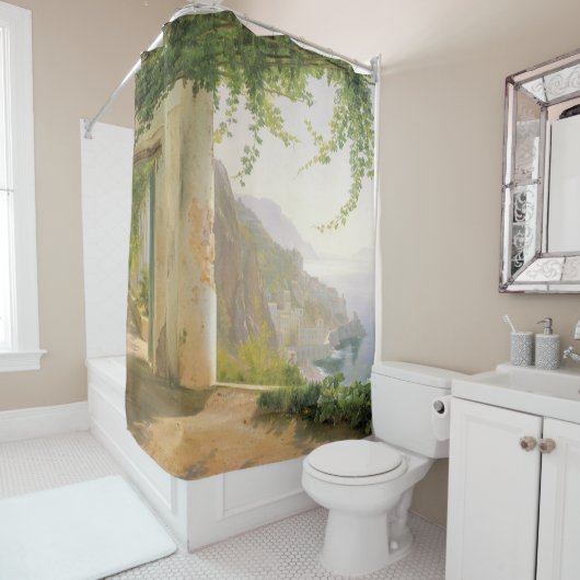 アガアルロッジアアマルフィ絵画イタリア シャワーカーテン (インサイチュ)