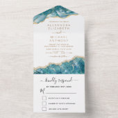 アガテアクアターコイズブルー金ゴールド結婚ズ オールインワン招待状 (内側)