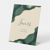 アガテエメラルドグリーン金ゴールドシャンパン結婚式の引き出物 台座サイン (正面)