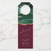 アガテエメラルドグリーン金ゴールドブルゴーニュ結婚ーズへようこそ ボトルネックタグ (正面)