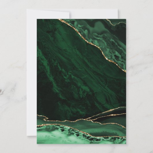 アガテエメラルドグリーン金ゴールド誕生日任意の年齢 招待状 (裏面)