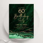 アガテエメラルドグリーン金ゴールド60誕生日 招待状<br><div class="desc">エメラルドグリーンと金ゴールドは60th誕生日パーティーの招待。モダンエレガントデザインは水彩大理石の地殻の背景、グリッター金ゴールドフェイク、タイポグラフィスクリプトフォントを特徴とする。トレンディー招待状カードは女性スタイリッシュの日のお祝いに最適。印刷されたZazzle招待状または即時ダウンロードのデジタル印刷可能なテンプレート。</div>