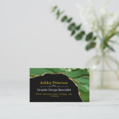 アガテグリーンと金ゴールドフェイクグリッター 名刺 (スタンド正面)