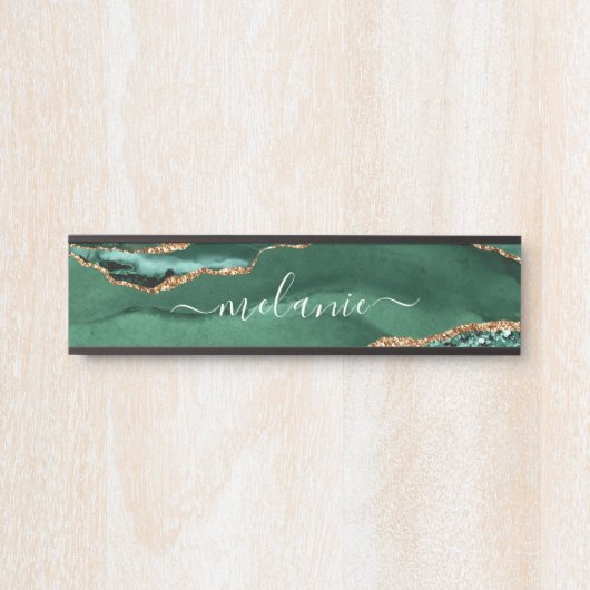 アガテグリーングリッター大理石名前をカスタムするドアサイン サインプレート (正面)