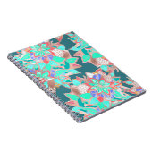 アガテグリーンリビングサンゴティール（緑がかった色）バラ金ゴールドフローラ ノートブック (右側)