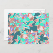 アガテグリーンリビングサンゴティール(緑がかった色)バラ金ゴールドフローラ ポストカード (正面/裏面)