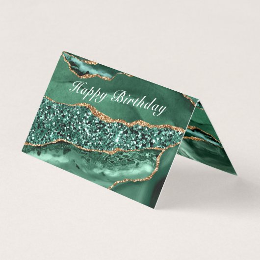 アガテグリーン金ゴールドエマラルド誕生日カード (裏面)