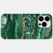 アガテグリーン金ゴールドグリッターマーブル名前をカスタムする Case-Mate iPhoneケース (裏面 (横))
